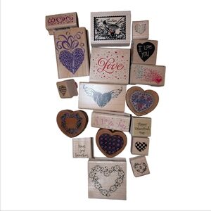 Bundle Of Love And Heart Themed Rubber Stamps